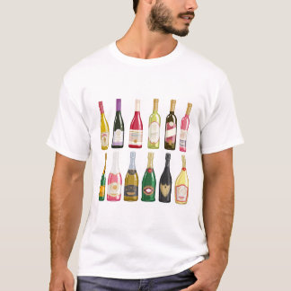 Camiseta Vinhos e garrafas de champanhe