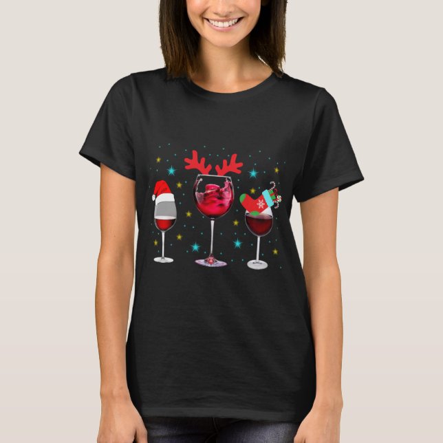 Camiseta Vinhos Santa Hat Reindee Natal Soc (Frente)