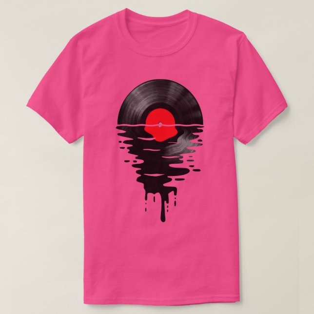 Camiseta Vinil LP Music Record Sunset Red (Frente do Design)
