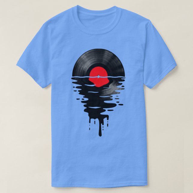Camiseta Vinil LP Music Record Sunset Red Pin (Frente do Design)