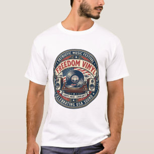 Camiseta Vinil Patriótico Liberdade Disco de Vinil Musical