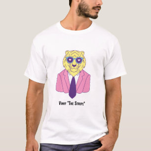 Camiseta Vinny "The Stripe" - Tigre em Fato Rosa