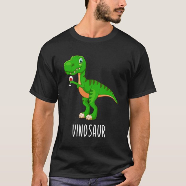 Camiseta Vinossauro Dinossauro Rex Vinho Festival Vino Brid (Frente)