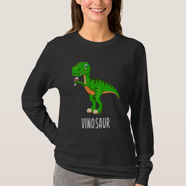 Camiseta Vinossauro Dinossauro Rex Vinho Festival Vino Brid (Frente)