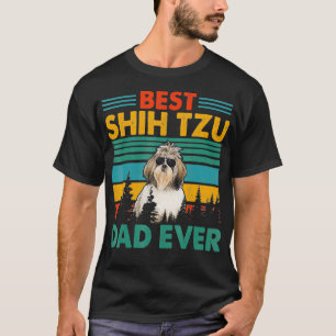 Camiseta Vintag Retro Best Shih Tzu Pai Happy Dia de os pai