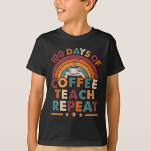 Camiseta Vintage 100 Dias De Escola Para Professora Café Am