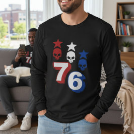Camiseta Vintage 1776 com 76 Crânios Patrióticos A