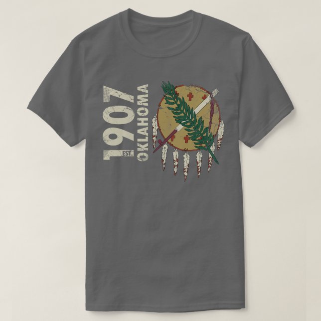 Camiseta Vintage 1907 Oklahoma State Flag (Frente do Design)
