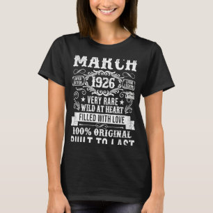 Camiseta Vintage 1926 97 Anos Março 97 Homens de Aniversári