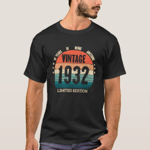 Camiseta Vintage 1932, 91 anos, 91º aniversário