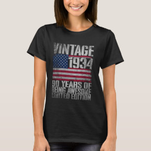 Camiseta Vintage 1934 Limited Edition 90 Anos Antiga EUA Fl