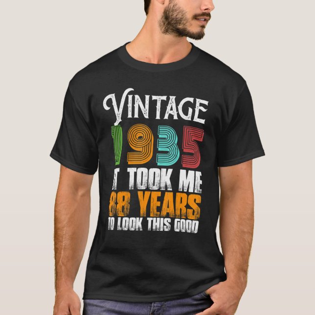 Camiseta Vintage 1935 88 Anos Aniversário Excelente G (Frente)