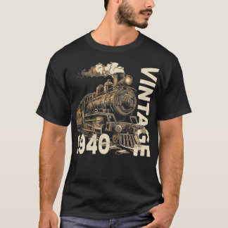 Camiseta Vintage 1940 Steampunk Steam Train Locomotive 84th