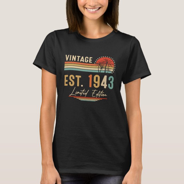 Camiseta Vintage, 1943, 80, Aniversário (Frente)