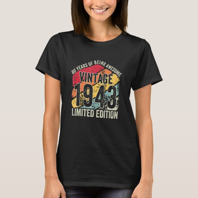 Camiseta Vintage, 1943, 80, Aniversário (Frente)