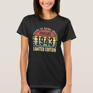 Camiseta Vintage, 1943, 80, Aniversário 2