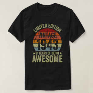 Camiseta Vintage 1943 Limited Edition 81 anos 81th Birt