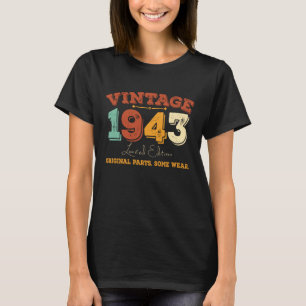 Camiseta Vintage 1943 Original Parts Funny Birthday Gift