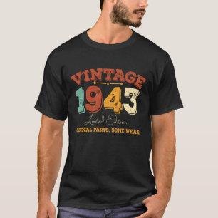 Camiseta Vintage 1943 Original Parts Funny Birthday Gift
