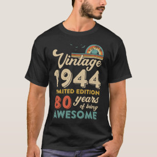 Camiseta Vintage, 1944, 80, Aniversário Homens