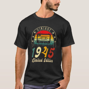Camiseta Vintage 1945 Retro Cassete 1945 77º Aniversário 77