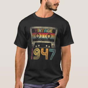Camiseta Vintage 1947 Retro Cassette 75º Aniversário 75 Ano