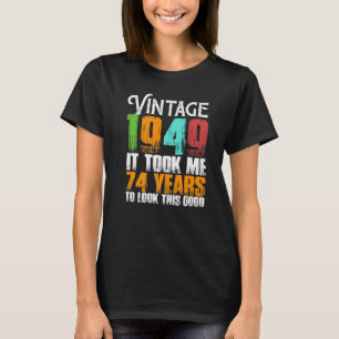Camiseta Vintage 1949 74 Anos Aniversário Retro Padre