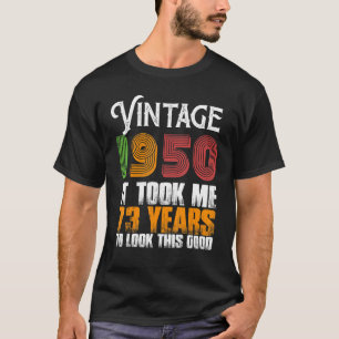 Camiseta Vintage 1950 73 anos Aniversário do Retro Padre