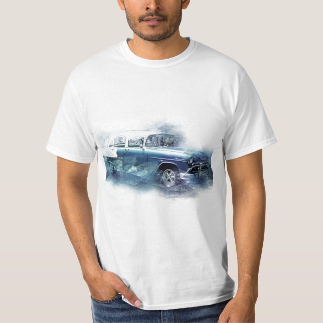 Camiseta Vintage 1950 Chevy Car Digital Art (Frente)