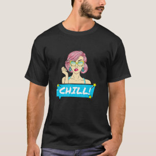 Camiseta Vintage 1950s Chill Na moda Woman Pop Art