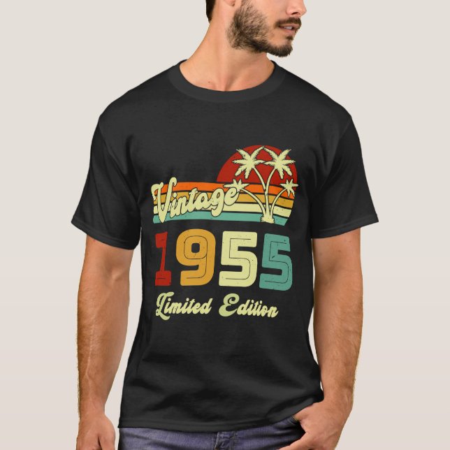 Camiseta Vintage 1955 68 anos 68 anos Aniversário (Frente)