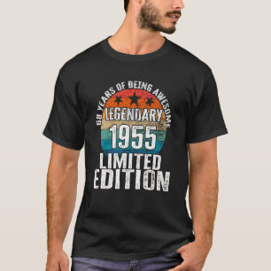 Camiseta Vintage 1955 Legendário 68 Anos Dia 1