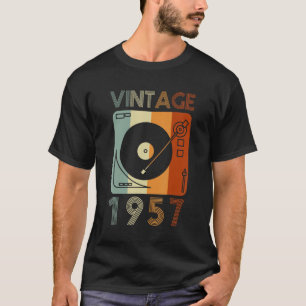 Camiseta Vintage 1957 Retro Record Player Birthday Vinyl Dj