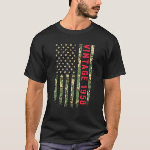 Camiseta Vintage 1958 American Flag Camo 64 Anos 64