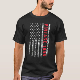 Camiseta Vintage 1958 American Flag Camo 64 Anos 64