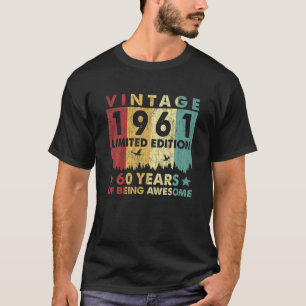 Camiseta Vintage 1961 60º Aniversário 60 Anos Para Homens
