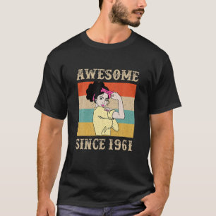 Camiseta Vintage 1961 Aniversário Presente Para Mulheres -