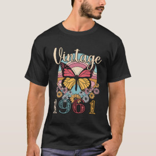 Camiseta Vintage 1961 Borboleta 1961 Aniversário Presente 6