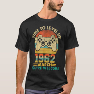 Camiseta Vintage 1962 março 60 anos Vídeo Gamer 60th B