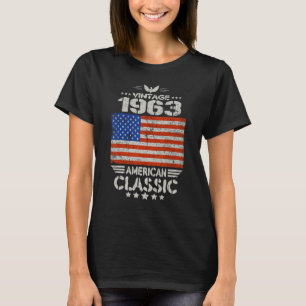 Camiseta Vintage 1963 American Flag 60 Anos 60 Nascimento