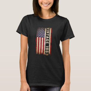 Camiseta Vintage 1963 American Flag 60 Year Old 60th Birthd