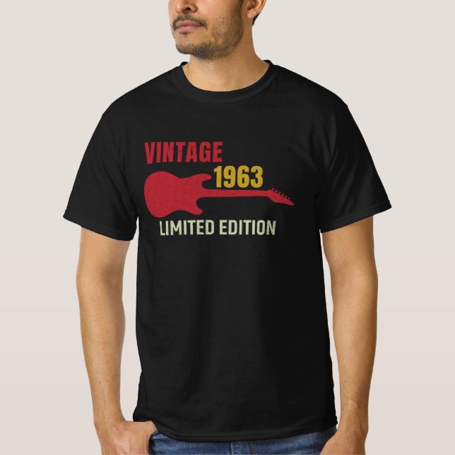 Camiseta Vintage 1963 - Guitar Edition Design (Frente)