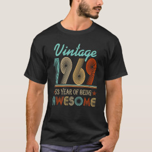 Camiseta Vintage 1969 53º Aniversário 53 Anos De Aweso