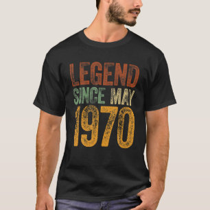Camiseta Vintage 1970 Aniversário Legenda De Nascer Desde 