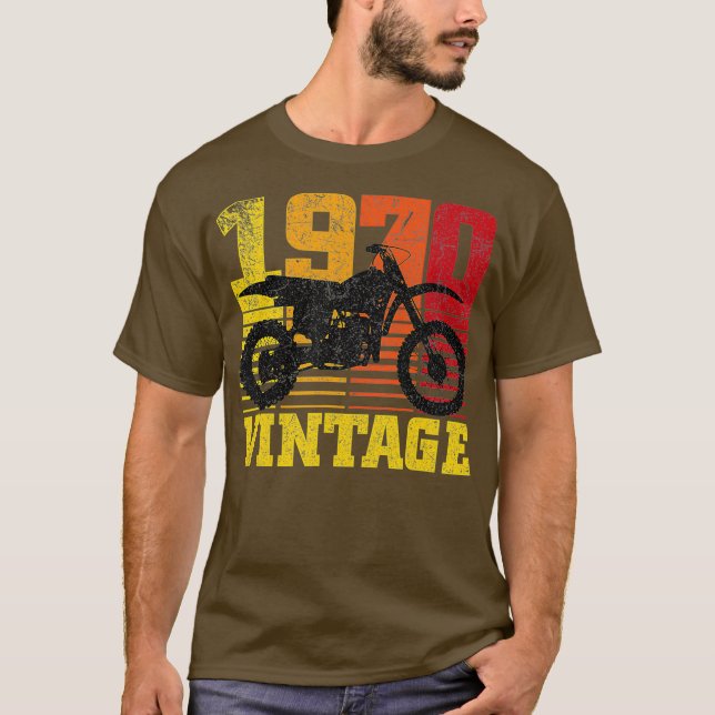 Camiseta Vintage 1970 Motocross Dirt Bike 50th Birthday (Frente)