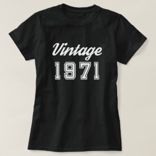 Camiseta Vintage 1971 Aniversário do Aniversário Negro