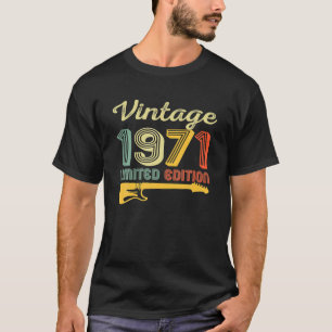 Camiseta Vintage 1971 Aniversário Guitarra 51rua Aniversári