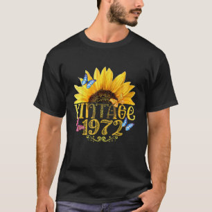 Camiseta Vintage 1972 Borboleta Floral de Girassol Funny 51