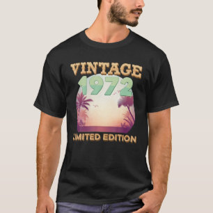 Camiseta Vintage 1972 Palm Tree Sunset 50 Anos Feliz Aniver