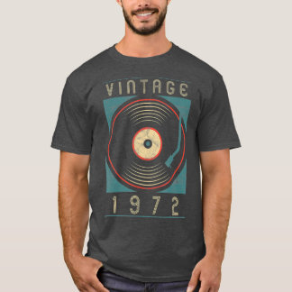 Camiseta Vintage 1972 Vinyl Retro Turntable Birthday DJ